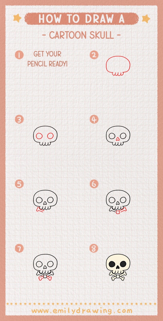 how to draw a cartoon skull pinterest pin