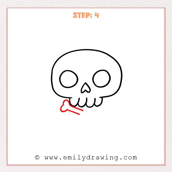 how to draw a cartoon skull - Cartoon skull Step 4 showing the first diagonal bone behind the skull
