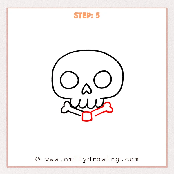 how to draw a cartoon skull - Cartoon skull Step 5 showing two crossing bones and a central overlap
