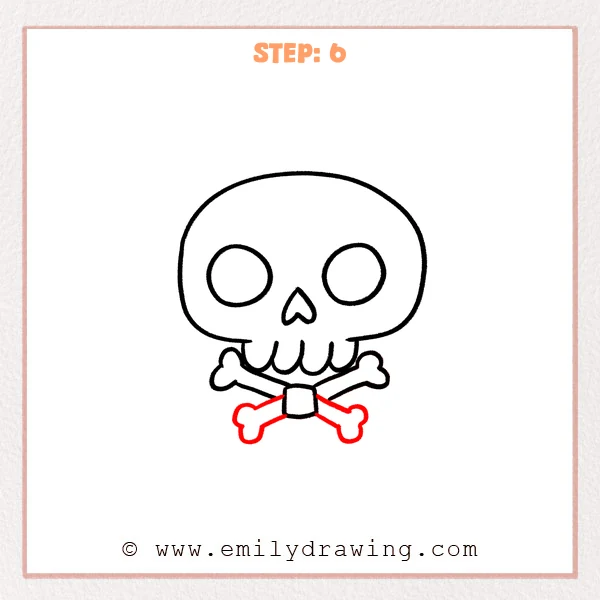 how to draw a cartoon skull - Cartoon skull Step 6 showing the completed skull and crossed bones