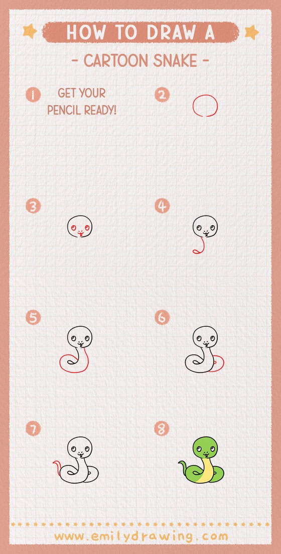 how to draw a cartoon snake pinterest pin