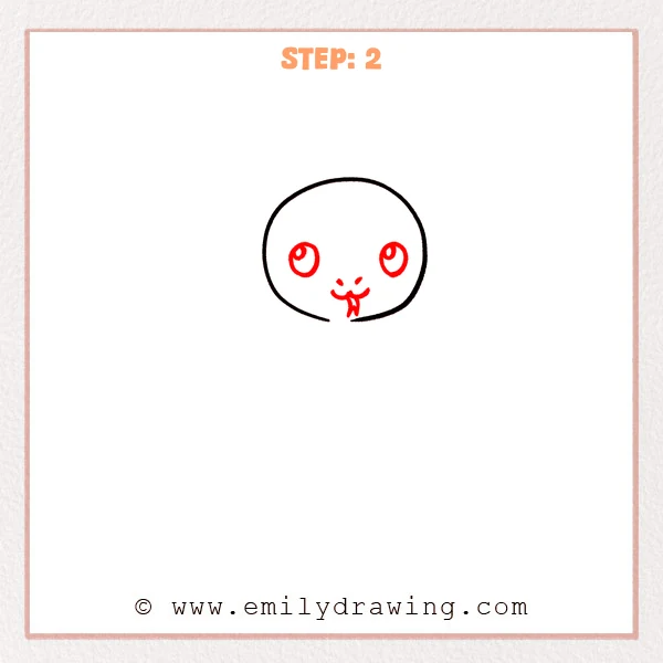 how to draw a cartoon snake - Cartoon snake Step 2 showing bright eyes and a forked tongue