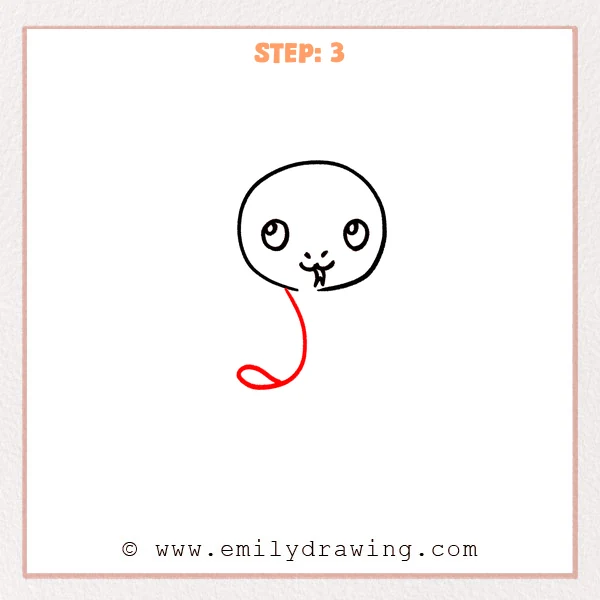 how to draw a cartoon snake - Cartoon snake Step 3 showing an S-shaped neck and small curl