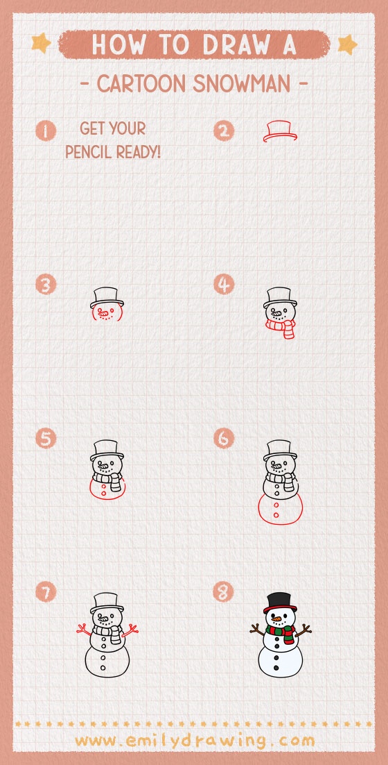 how to draw a cartoon snowman pinterest pin