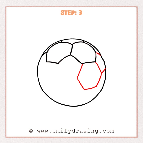 how to draw a cartoon soccer ball - Cartoon soccer ball Step 3 showing a large panel on the right side