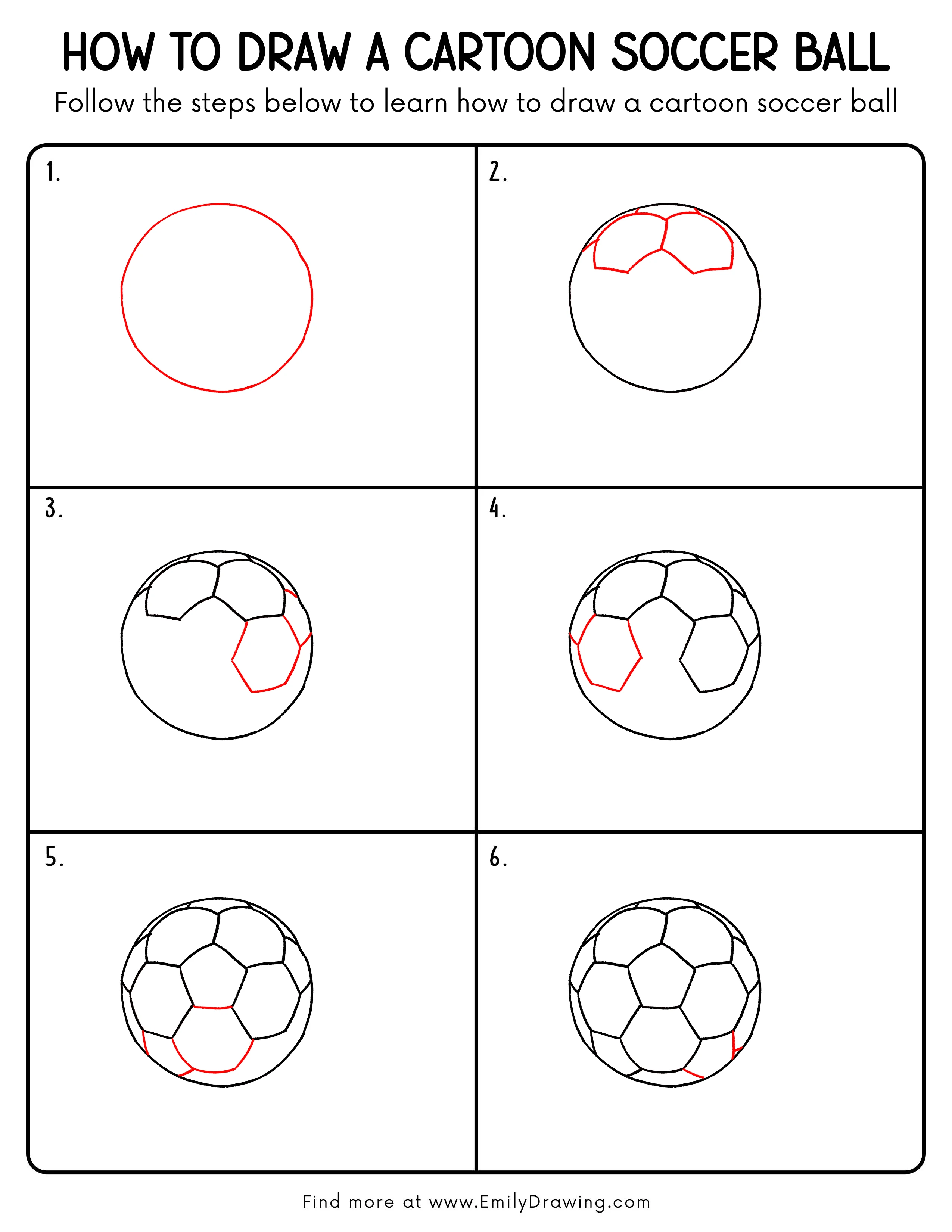 Printable Cartoon Soccer Ball Drawing Guide