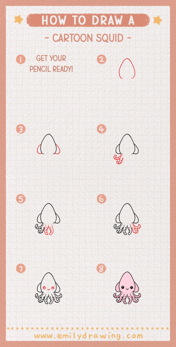 how to draw a cartoon squid pinterest pin