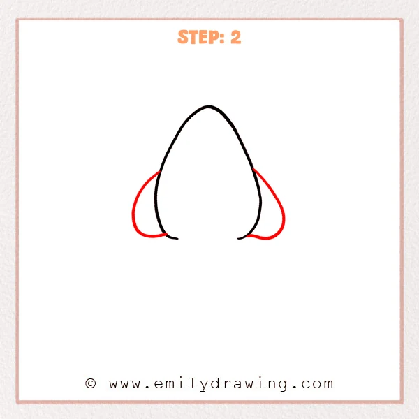 how to draw a cartoon squid - Cartoon squid Step 2 showing rounded fins on both sides of the mantle