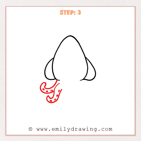 how to draw a cartoon squid - Cartoon squid Step 3 showing two curled left arms with suckers