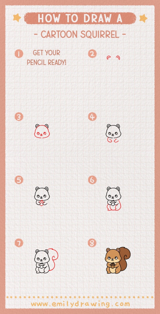 how to draw a cartoon squirrel pinterest pin
