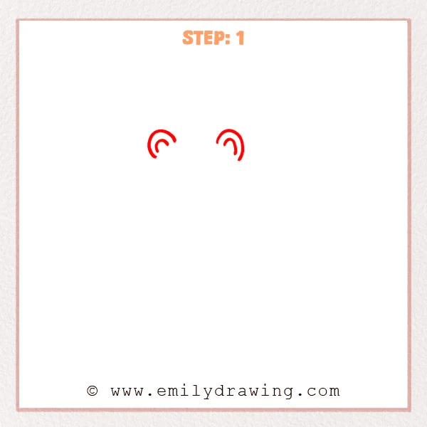 how to draw a cartoon squirrel - Cartoon squirrel Step 1 showing two rounded ears with inner curves