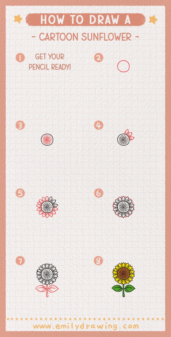 how to draw a cartoon sunflower pinterest pin
