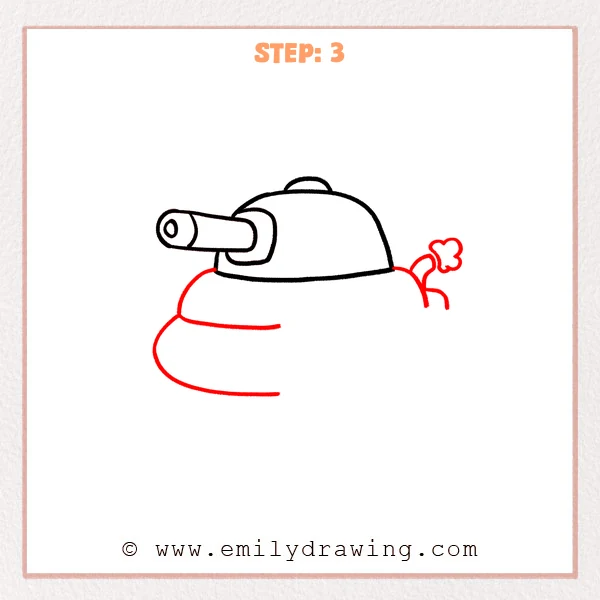 how to draw a cartoon tank - Cartoon tank Step 3 showing the upper hull and rear exhaust pipes