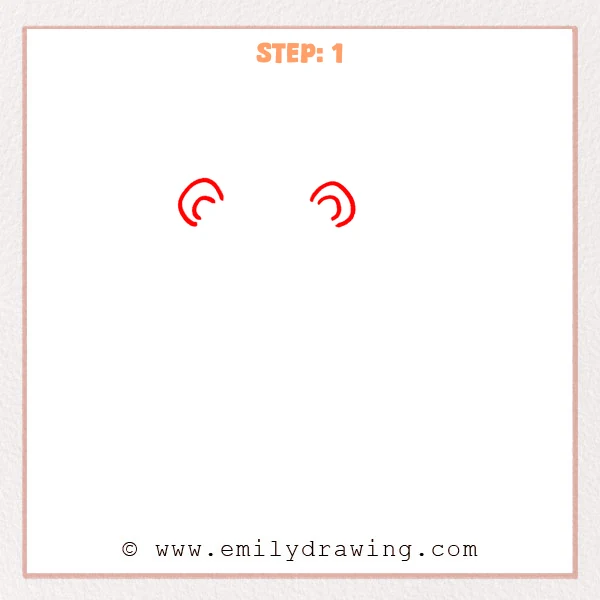 how to draw a cartoon tiger - Cartoon tiger Step 1 showing two rounded ears with smaller inner curves