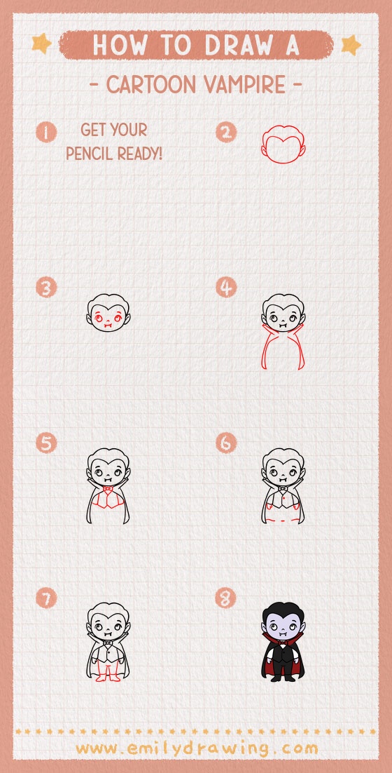 how to draw a cartoon vampire pinterest pin