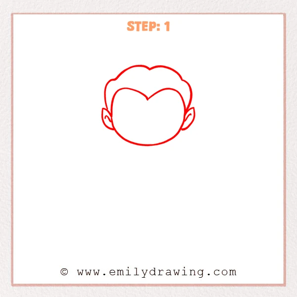 how to draw a cartoon vampire - Cartoon vampire Step 1 showing a round head, shaped hairline, and pointed ears