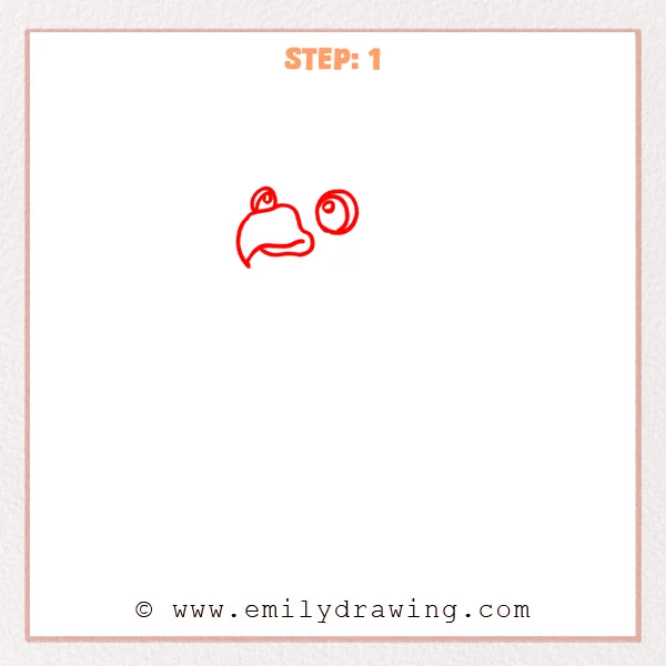 how to draw a cartoon vulture - Cartoon vulture Step 1 showing two bright eyes and a large hooked beak