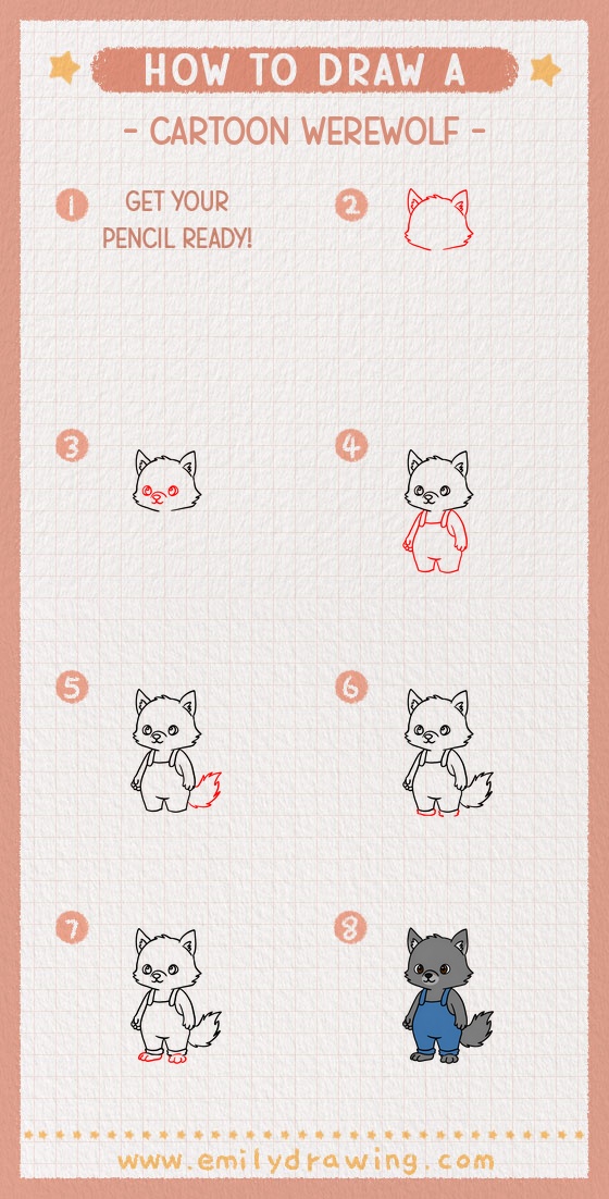 how to draw a cartoon werewolf pinterest pin