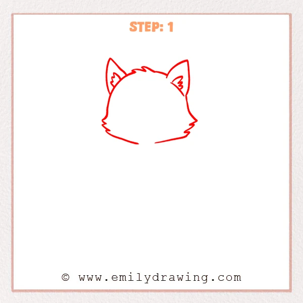 how to draw a cartoon werewolf - Cartoon werewolf Step 1 showing a furry head with two tall pointed ears