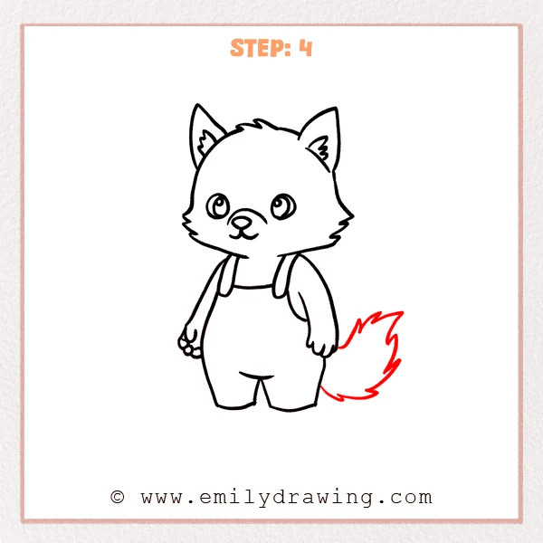 how to draw a cartoon werewolf - Cartoon werewolf Step 4 showing a large pointed bushy tail