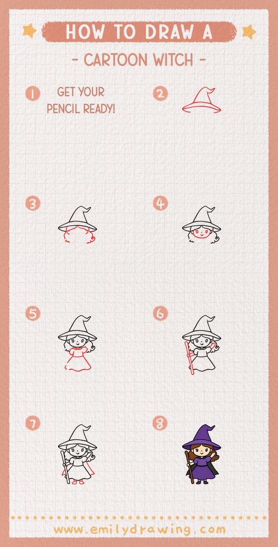 how to draw a cartoon witch pinterest pin
