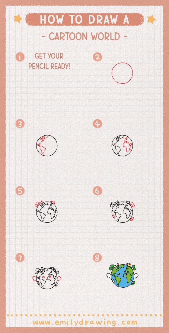 how to draw a cartoon world pinterest pin
