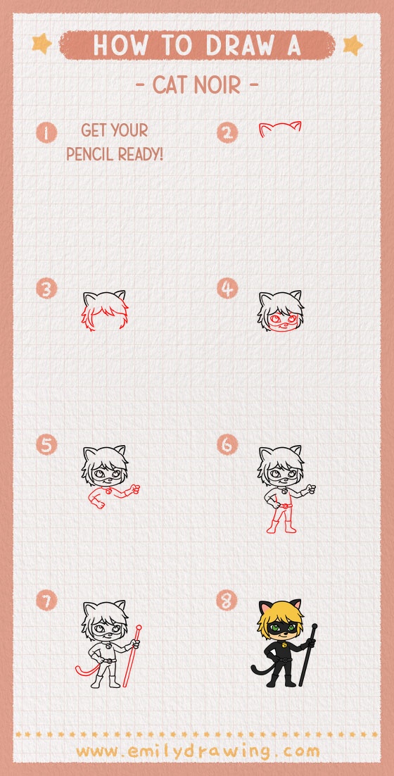 how to draw a cat noir pinterest pin