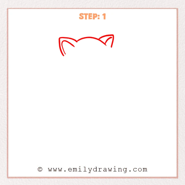 how to draw a cat noir - Cat noir Step 1 showing the top of the head with two pointed cat ears