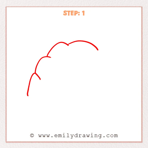 how to draw a cave - Cave Step 1 showing connected curved rocks along the left side and top