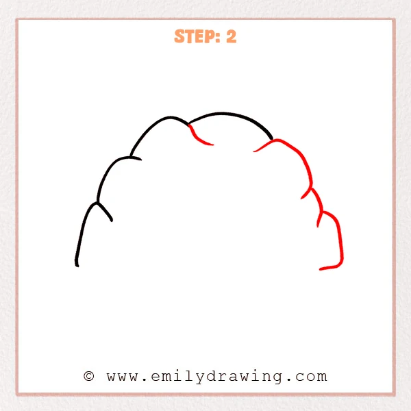 how to draw a cave - Cave Step 2 showing a complete outer arch made of rounded rocks