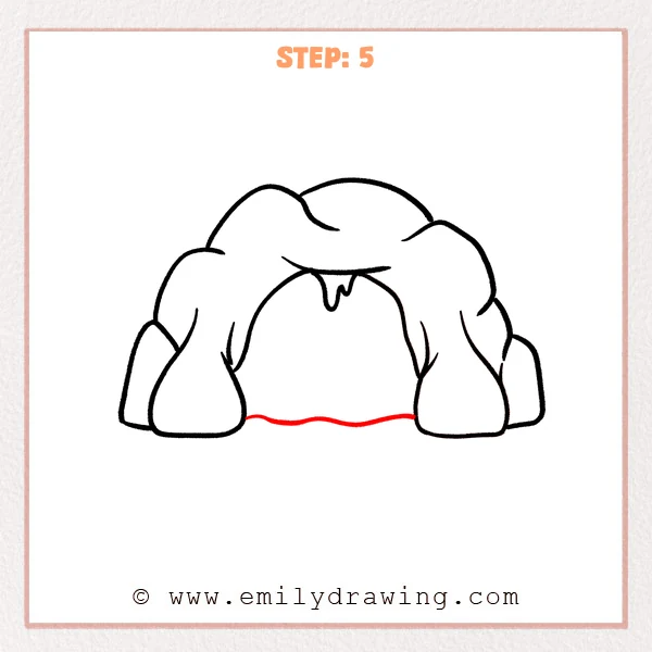 how to draw a cave - Cave Step 5 showing a wavy floor line across the cave opening