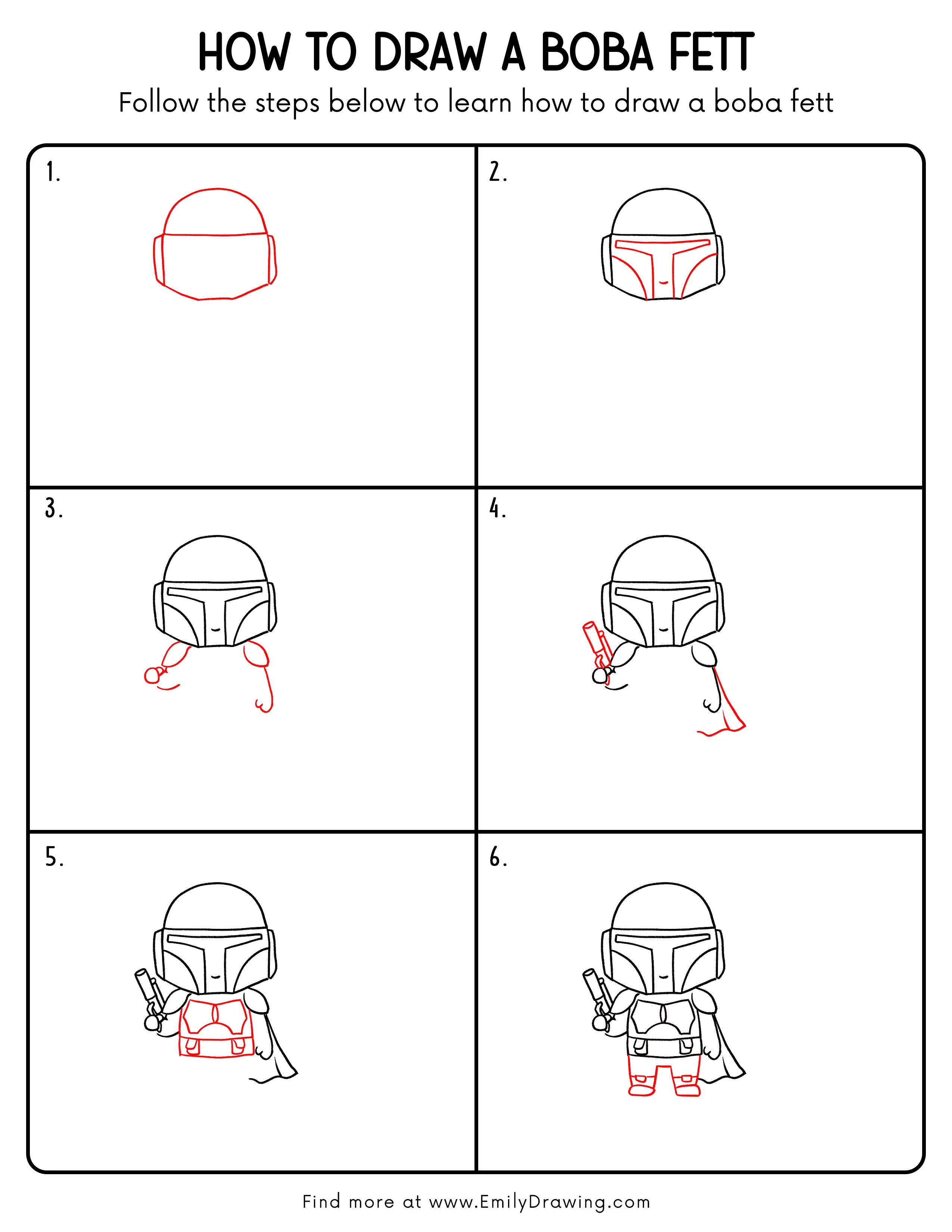 Printable Boba Fett Drawing Guide