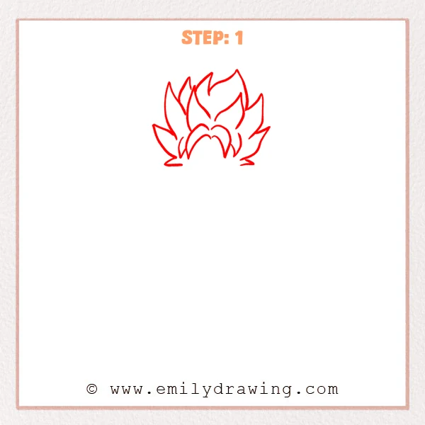 how to draw a broly - Step 1 progression of the broly drawing after the "draw the spiky hair" stage.
