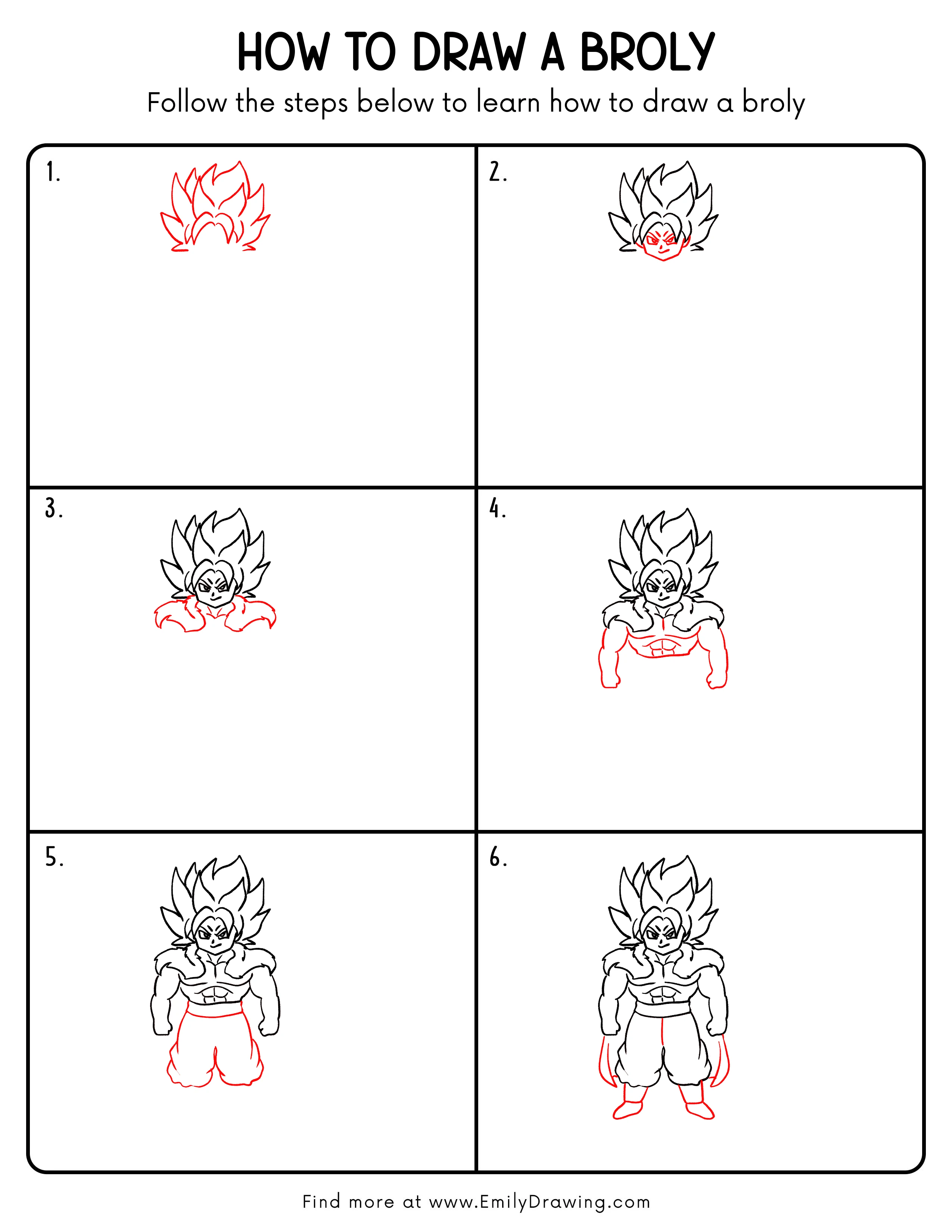 Printable Broly Drawing Guide