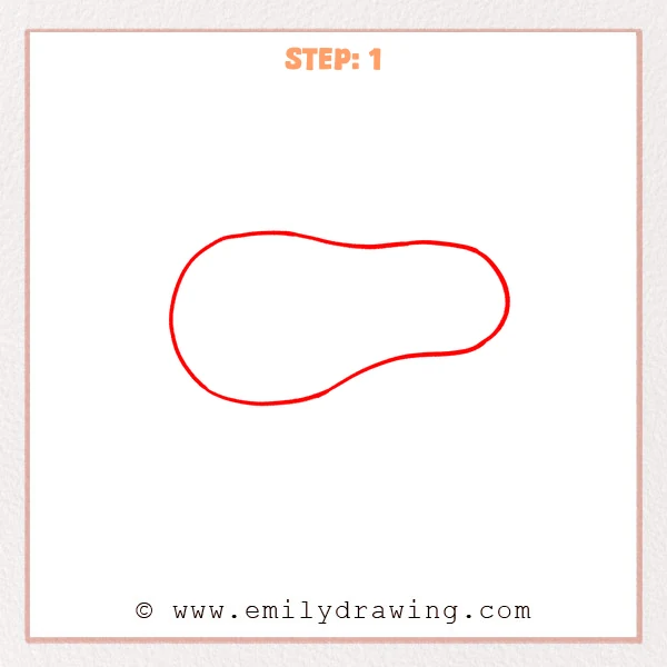 how to draw a cartoon steak - Cartoon steak Step 1 showing a wide irregular top outline