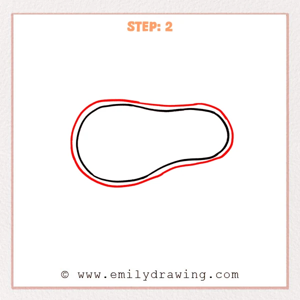 how to draw a cartoon steak - Cartoon steak Step 2 showing a second outline inside the top edge