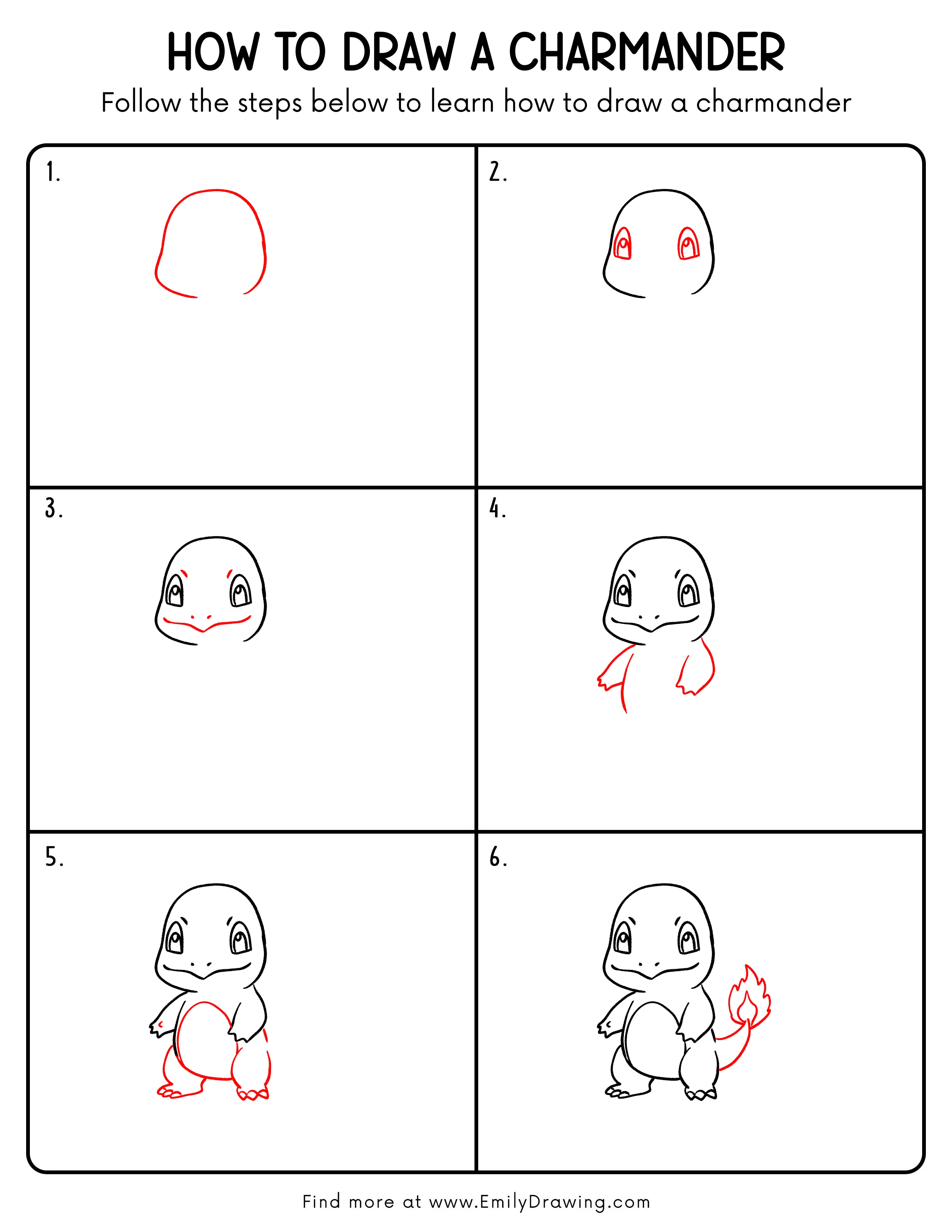 Printable Charmander Drawing Guide