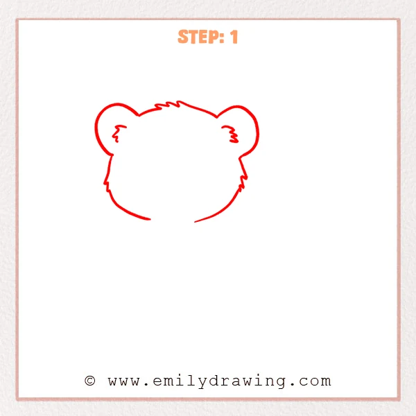 how to draw a cheetah print - Cheetah print Step 1 showing a wide furry head with round ears