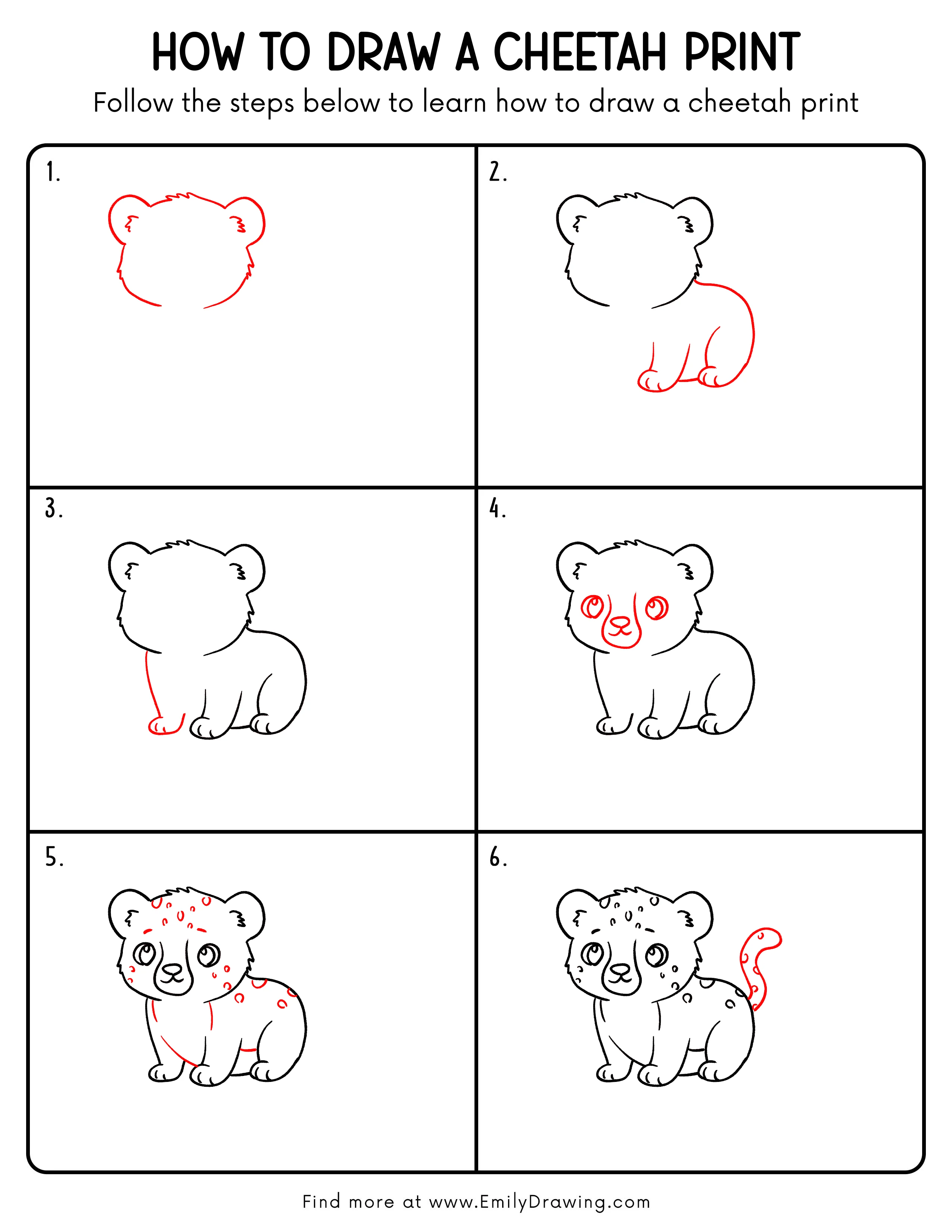 Printable Cheetah Print Drawing Guide