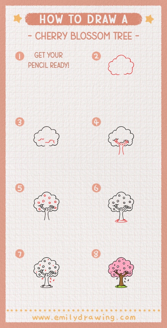 how to draw a cherry blossom tree pinterest pin