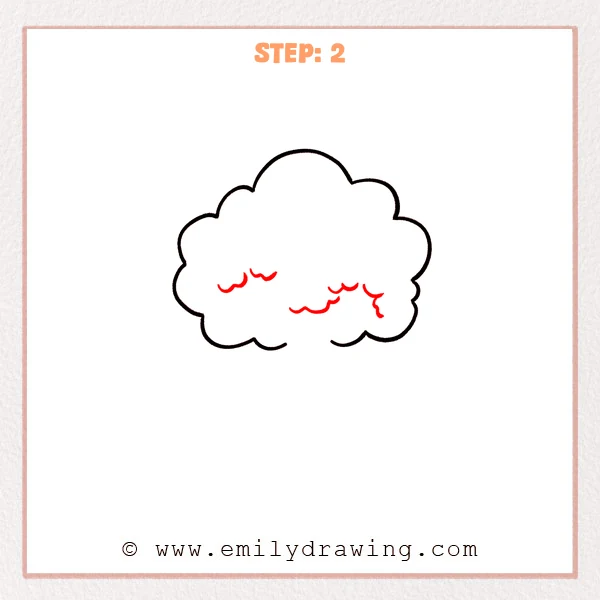 how to draw a cherry blossom tree - Cherry blossom tree Step 2 showing scalloped foliage lines inside the crown