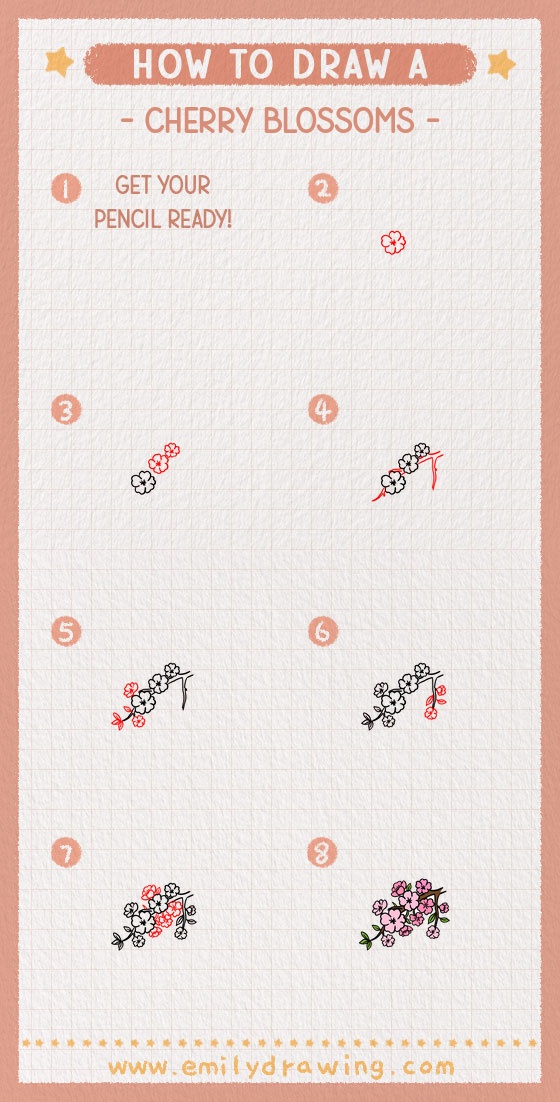 how to draw a cherry blossoms pinterest pin