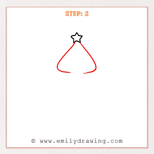 how to draw a christmas stuff - Christmas stuff Step 2 showing a star above the rounded top tree tier