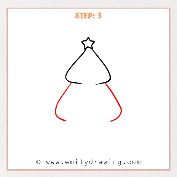 how to draw a christmas stuff - Christmas stuff Step 3 showing two stacked rounded tree tiers