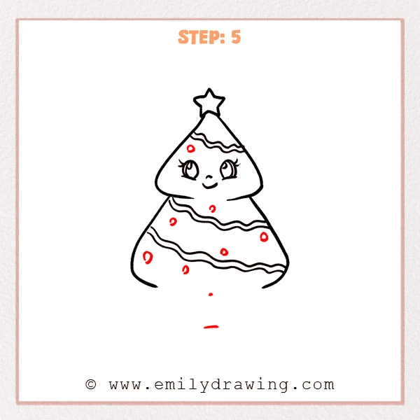 how to draw a christmas stuff - Christmas stuff Step 5 showing round ornaments between the garlands