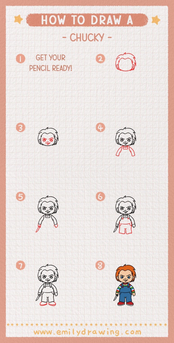 how to draw a chucky pinterest pin
