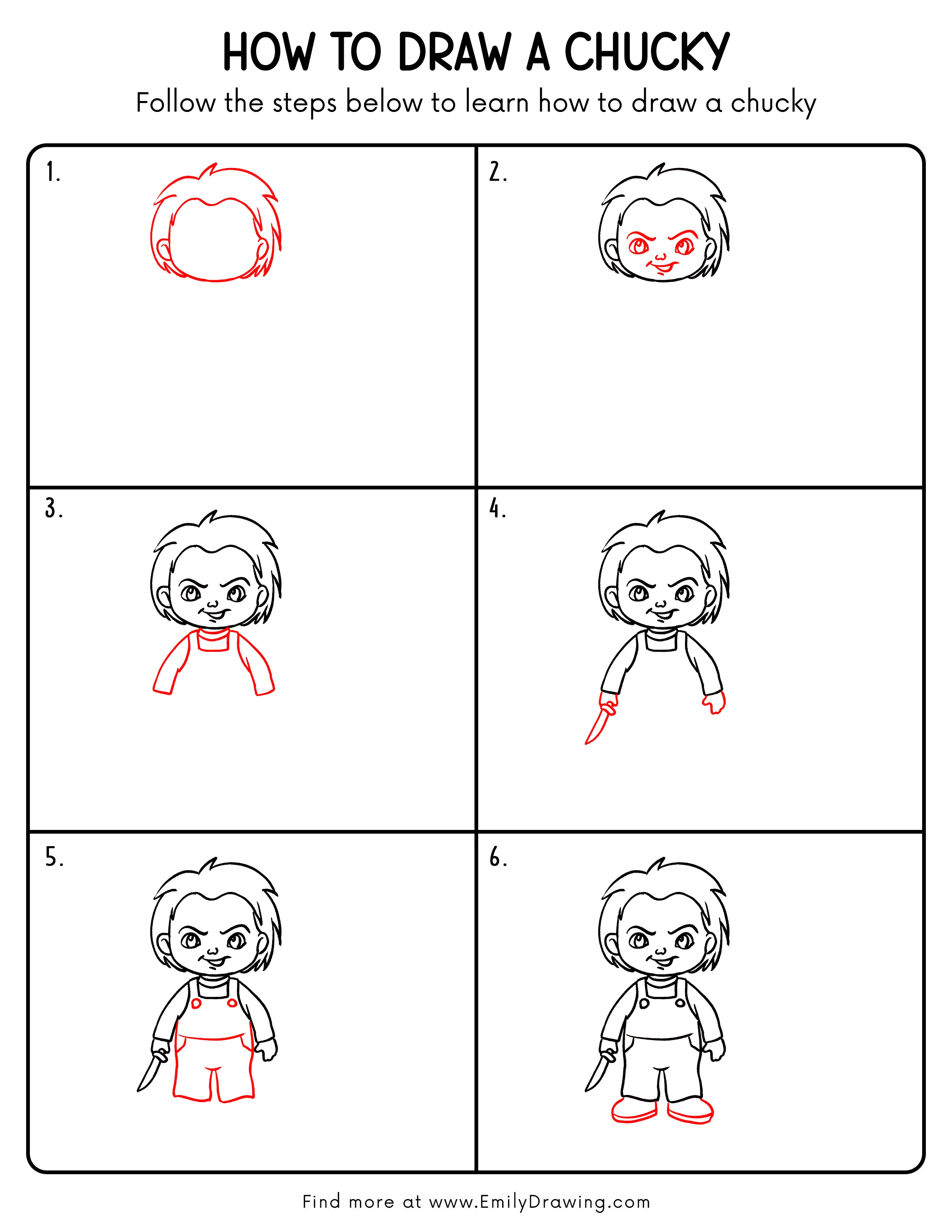 Printable Chucky Drawing Guide