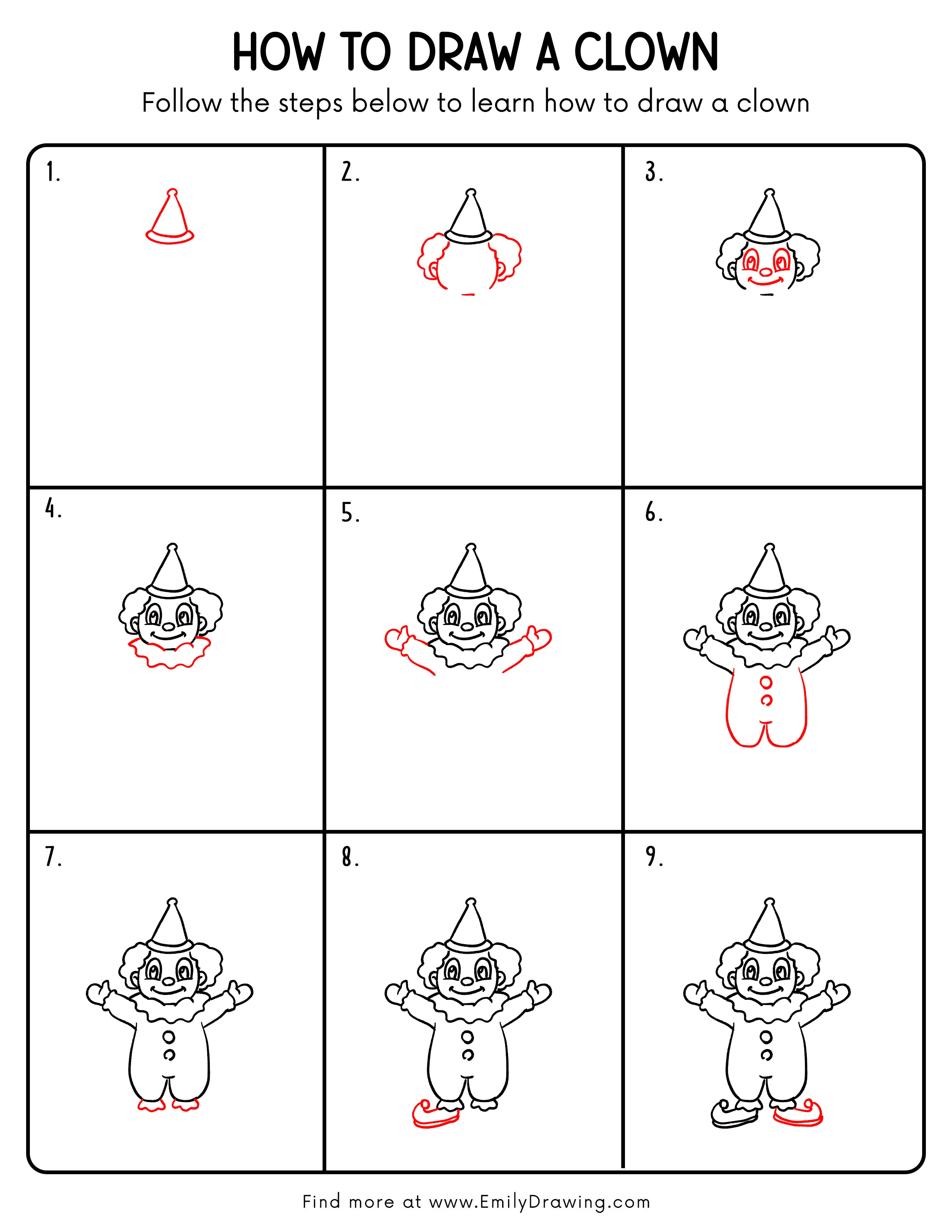 Printable Clown Drawing Guide