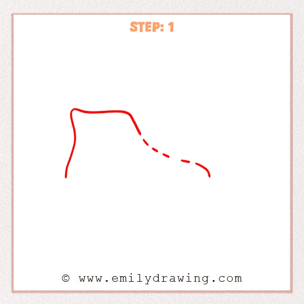 how to draw a converse - Converse Step 1 showing the tall back, curved opening, and sloping upper outline