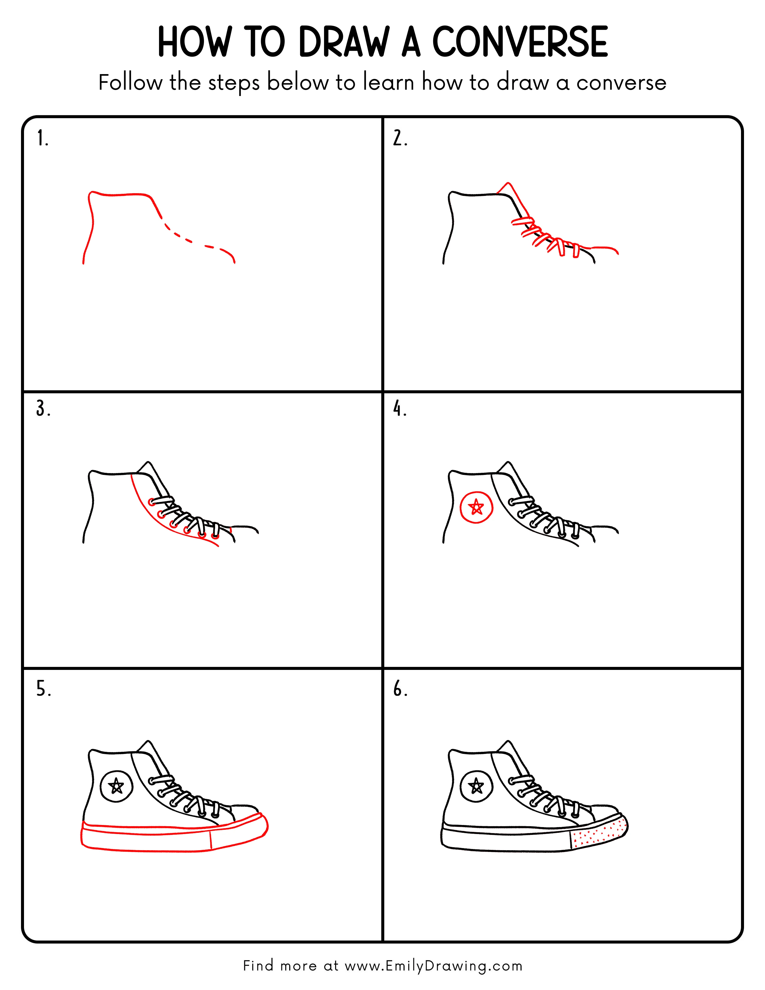 Printable Converse Drawing Guide